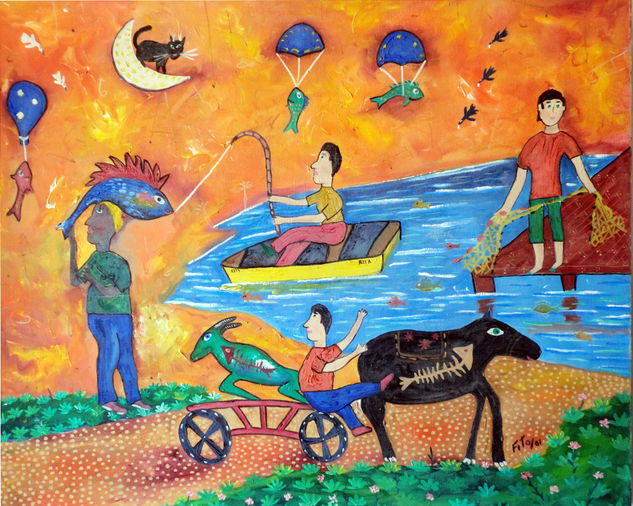 fishing at home Acrylic Canvas Landscaping