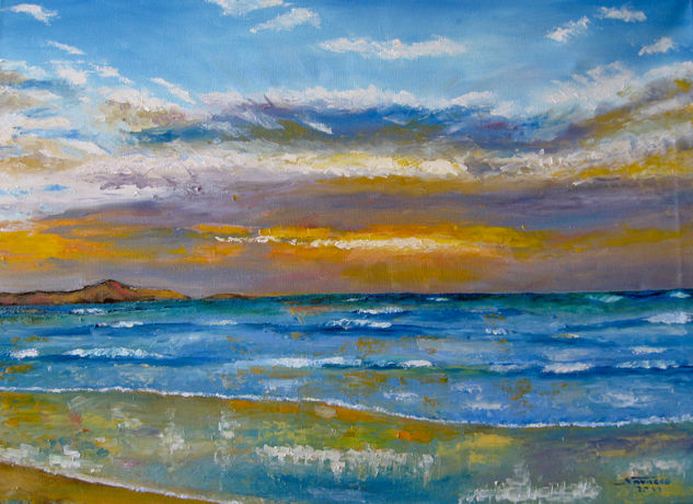 Atardecer en el mar Oil Canvas Landscaping