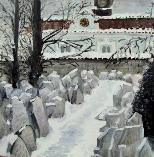 El Cementerio De Praga I, (Prague Cementery I) 40x40, 2011, Praga Oil Canvas Landscaping