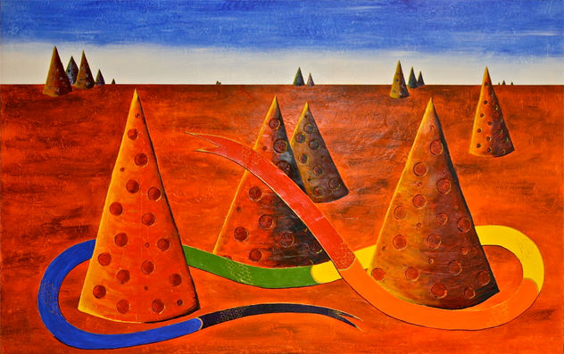 "the Rainbow Serpent creating her Lands"