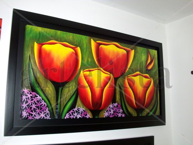 TULIPANES SILVESTRES Oil Canvas Floral Painting