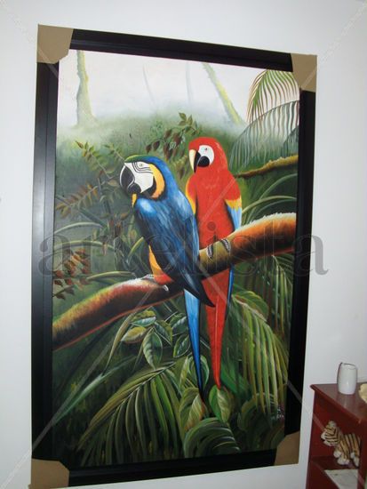 PAREJA DE GUACAMAYOS Oil Canvas Animals