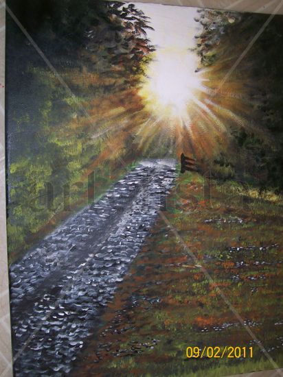 luz en el camino Watercolour Canvas Landscaping