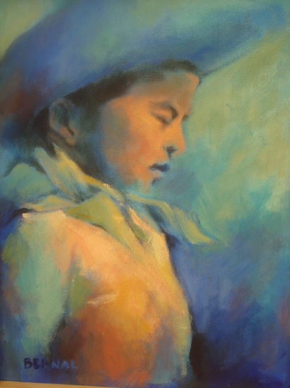 niño con sombrero y paliacate Acrylic Canvas Figure Painting