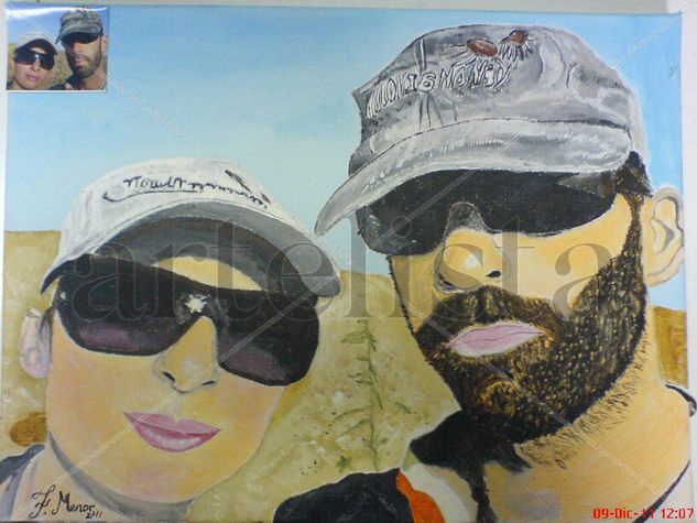 UN AMIGO Y SU PAREJA Acrylic Canvas Portrait