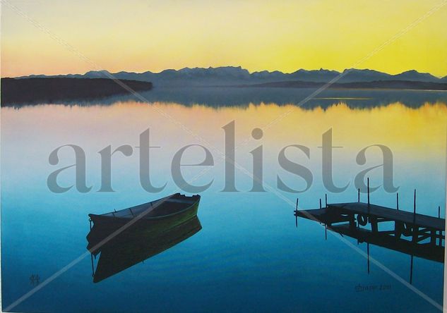 J11050 Ammersee Oil Canvas Marine Painting