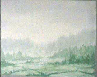 paisaje entre la niebla Watercolour Paper Landscaping