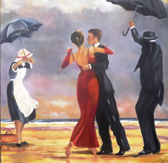 High Society Oil Canvas Figure Painting