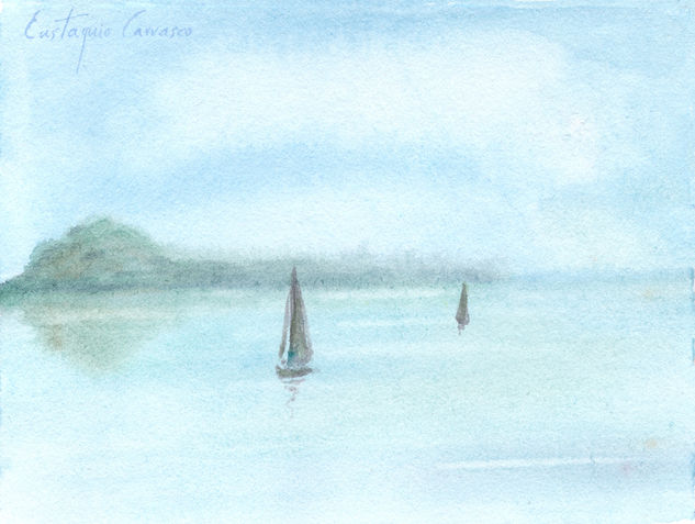 Dos barcas, (Two boats) Watercolour Paper Landscaping