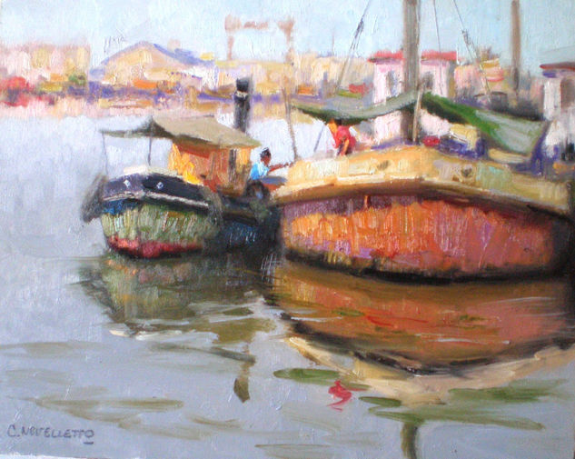 Impresiòn boquense Oil Panel Marine Painting