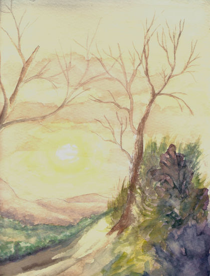 sutil atardecer Watercolour Canvas Landscaping