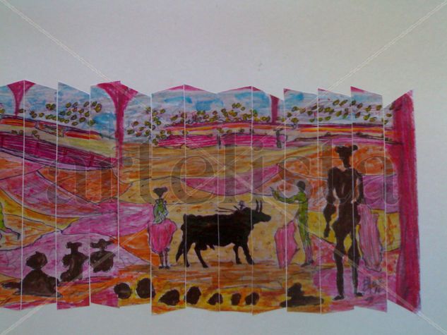 TARDE DE TOROS 2 Acrylic Card Figure Painting