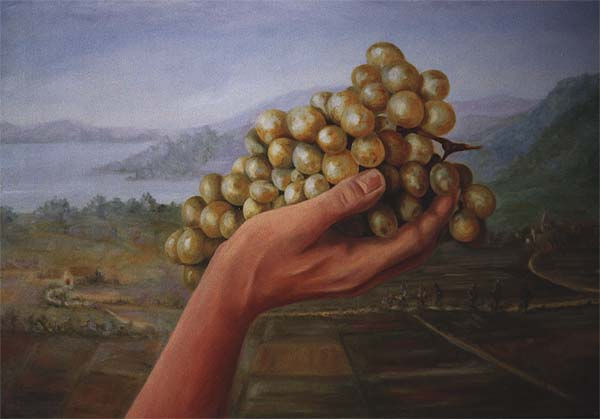 Mano con uvas Óleo Lienzo Paisaje