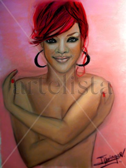 El desnudo de Rihanna Pastel Paper Nude Paintings