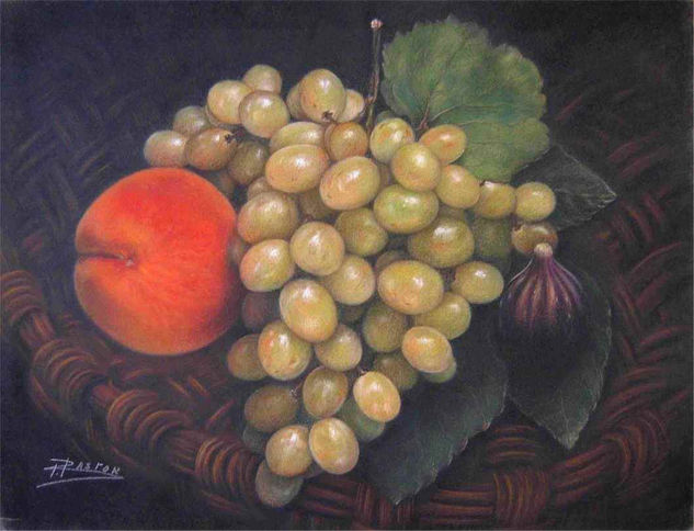 Bodegón con melocotón Pastel Paper Still Life Paintings