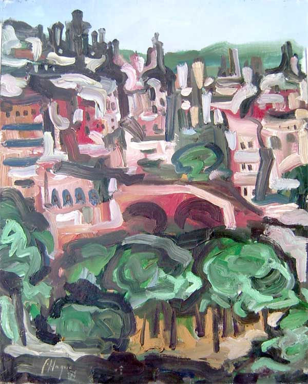 Casas de la ciudad y parque