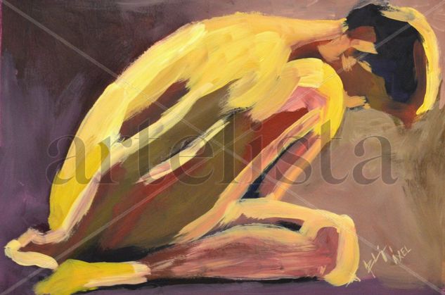 Acto al desnudo Oil Card Figure Painting