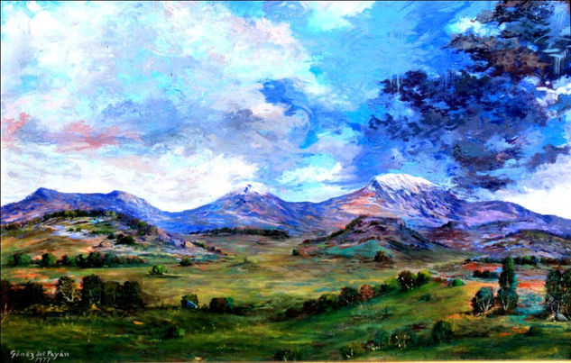 "Paisaje de los volcanes" Oil Panel Landscaping