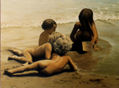 "Niños en la playa". Óleo sobre lienzo. Retratos por encargo, mandando fotos