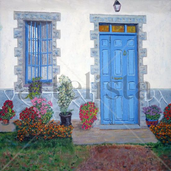 Puerta azul Oil Canvas Landscaping