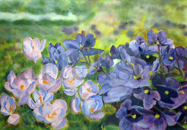 Flores lilas Oil Canvas Landscaping