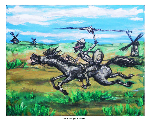 "Quijoteando" Mixed media Canvas Figure Painting