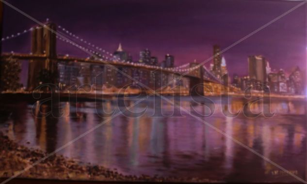 puente de broockin (vista nocturna) Oil Canvas Landscaping