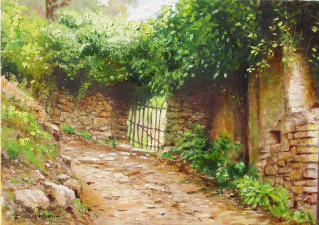 La puerta del huerto / The entrance to the orchard. Óleo Lienzo Paisaje