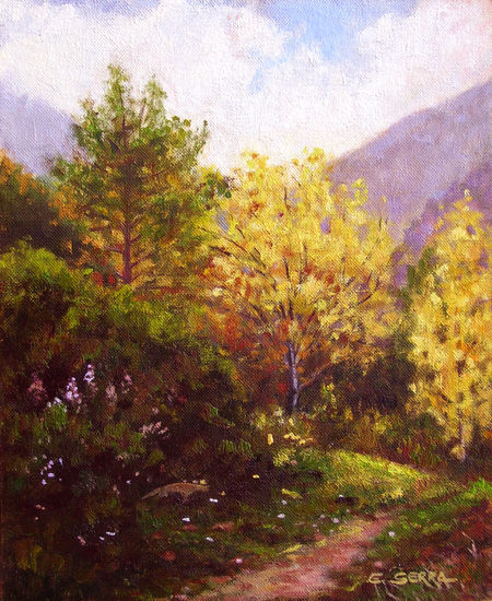 Otoño en Veo / Autumn in Veo. Oil Panel Landscaping