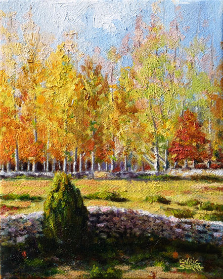 Chopos en otoño / Poplars in autumn Óleo Lienzo Paisaje