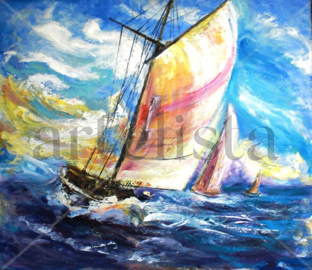 regatas 5 Oil Canvas Marine Painting