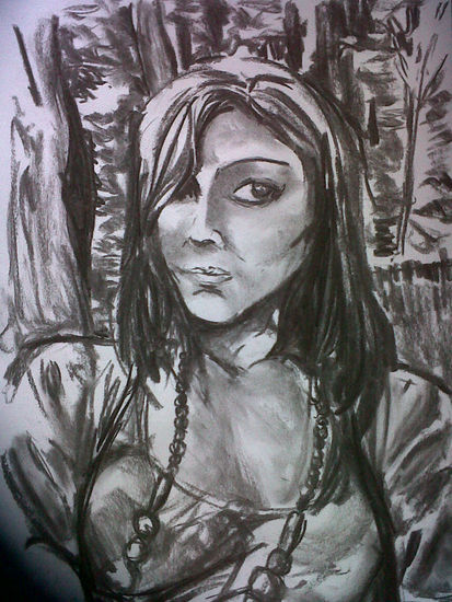 Mujer en el bosque Charcoal