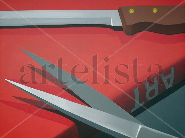 cuchillo y tijera Acrylic Canvas Still Life Paintings