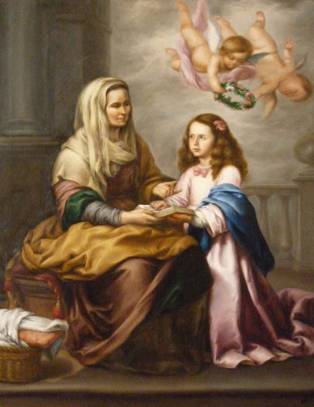 Santa Ana enseñando a leer a la virgen (copia del Museo del Prado)
