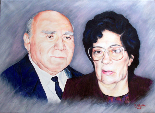 Retrato abuelitos Oil Canvas Portrait