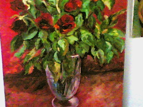 jarrón con rosas Óleo Lienzo Floral