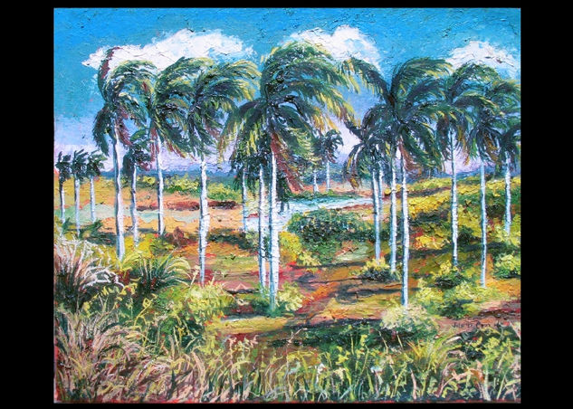 Paisaje con Palma Oil Canvas Landscaping