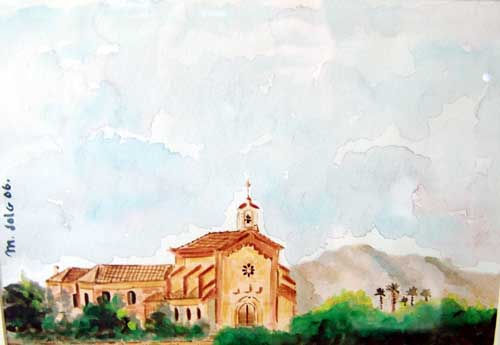 Ermita de Algorfa-3 Acuarela Papel Paisaje