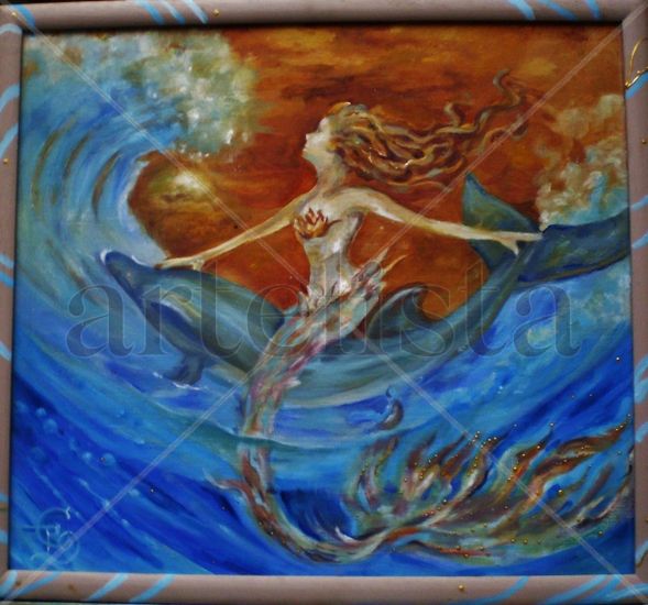 PASEANDO MARES Oil Panel Marine Painting