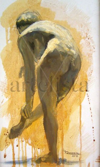 Triptico Gouache Card Nude Paintings