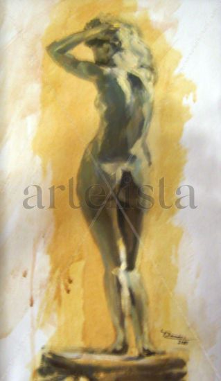 Triptico Gouache Card Nude Paintings