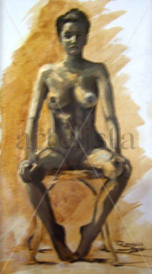 Triptico Mixed media Card Nude Paintings