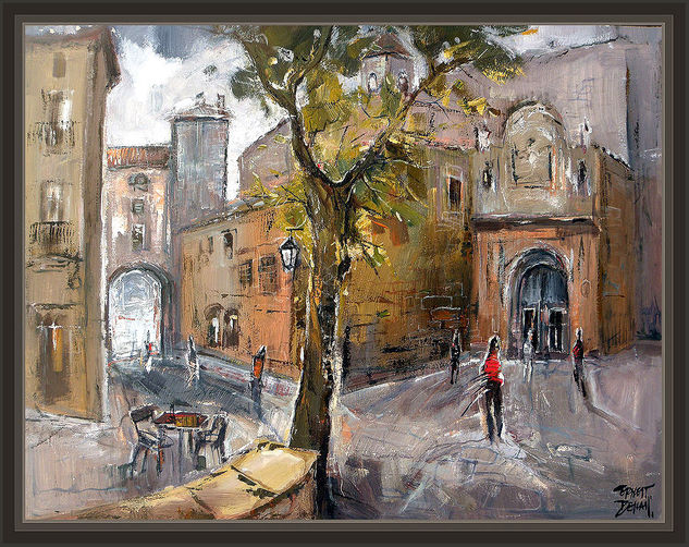 SOLSONA-LLEIDA-LERIDA-CATEDRAL-ARTE-PINTURA-PINTURAS-CUADROS-PAISAJES-PINTOR-ERNEST DESCALS- Oil Canvas Landscaping