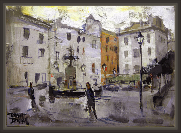 SEGORBE-CASTELLON-PLAZA-AYUNTAMIENTO-PINTURA-CUADROS-PAISAJES-PINTOR-ERNEST DESCALS- Oil Canvas Landscaping