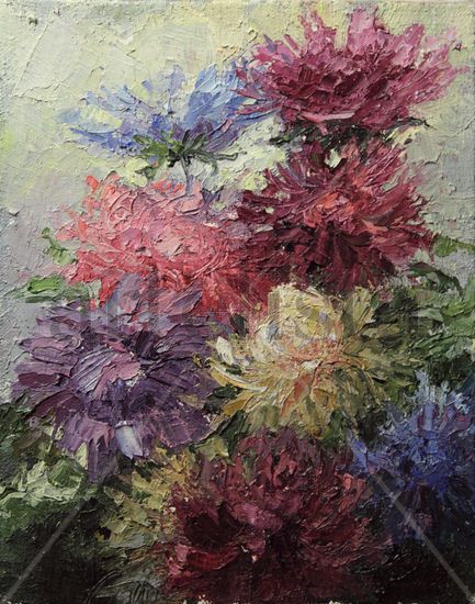 Asteres Oil Canvas Floral Painting