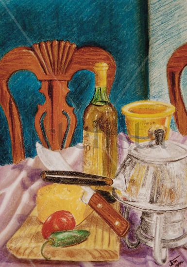 Fondue a la Mexicana Pastel Paper Still Life Paintings