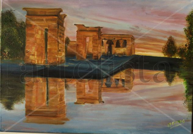 atardecer en el Templo de Debod Oil Canvas Landscaping