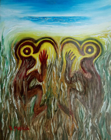 tangata manu Oil Canvas Landscaping