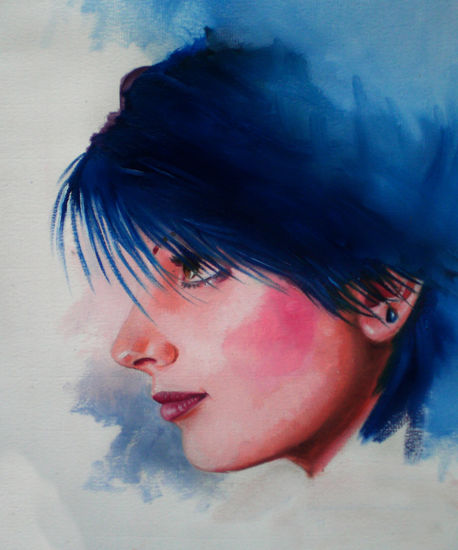 A partir del Azul Oil Paper Portrait