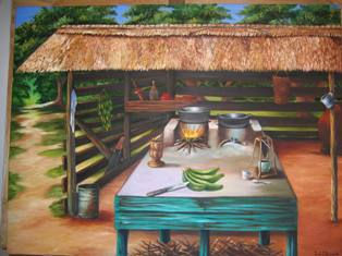 Fogón típico Dominicano Oil Canvas Landscaping